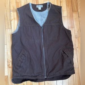 Duluth Trading duck brown Sherpa fleece lined canvas work vest size Large Tall